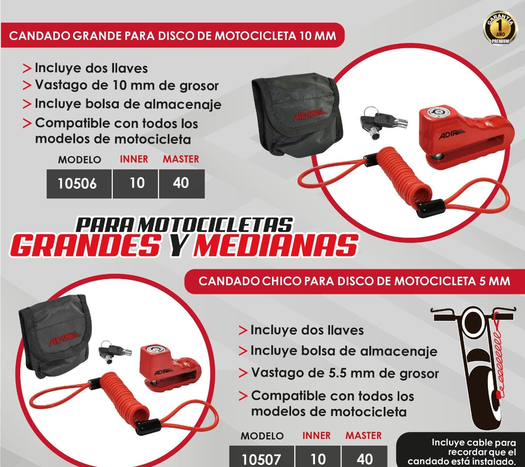 Candado para motocicleta / freno de disco 10507 Adir