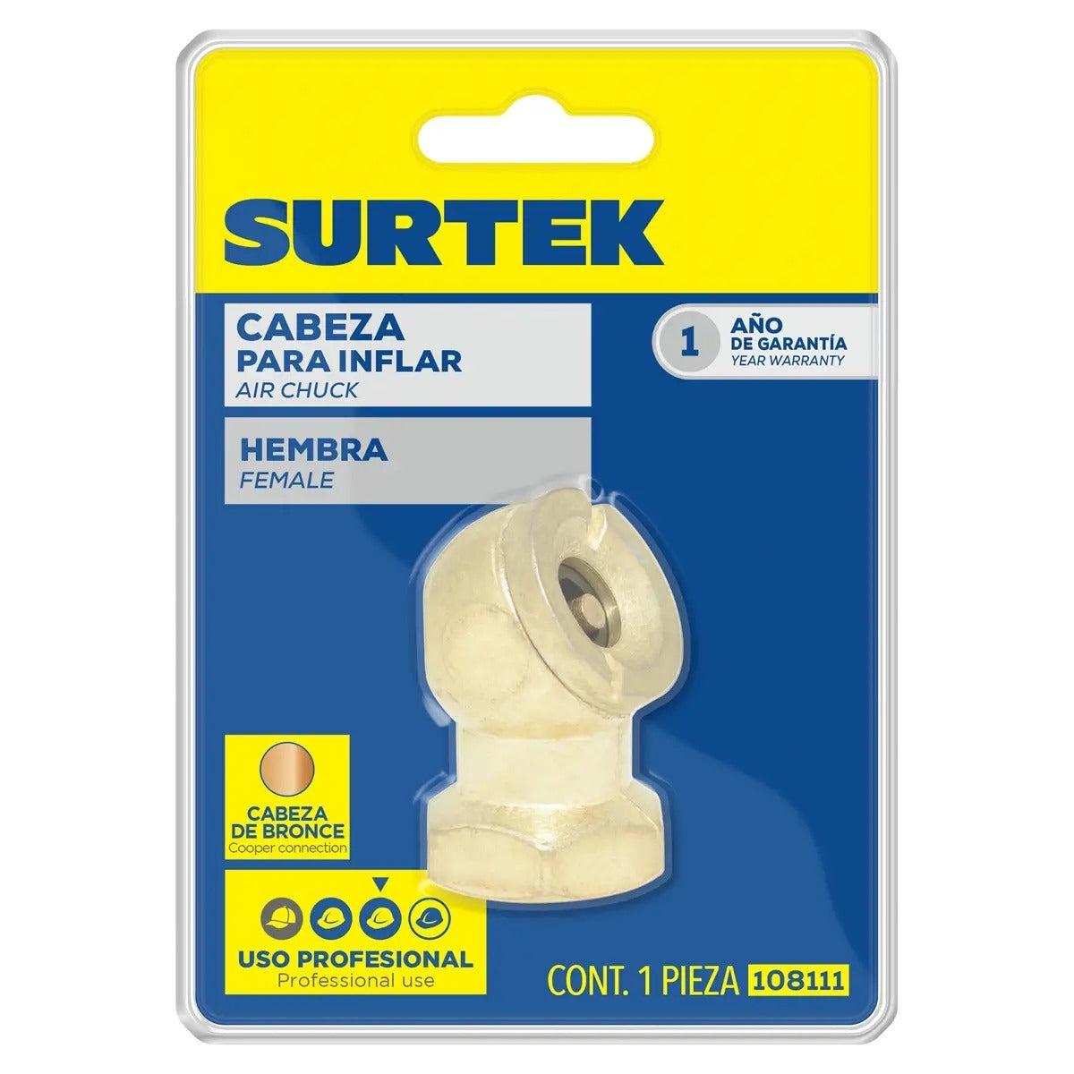Cabeza Para Inflar 1/4" NPT Hembra 108111 Surtek