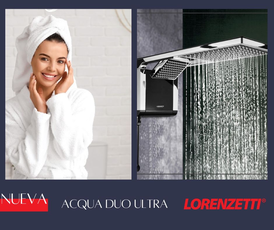 Regadera Eléctrica 220V  Acqua Duo Ultra Negro Lorenzetti
