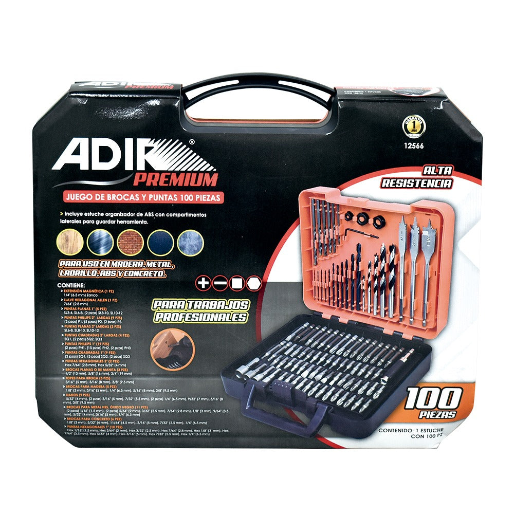 Juego de Brocas y Puntas 100pz 12566 Adir