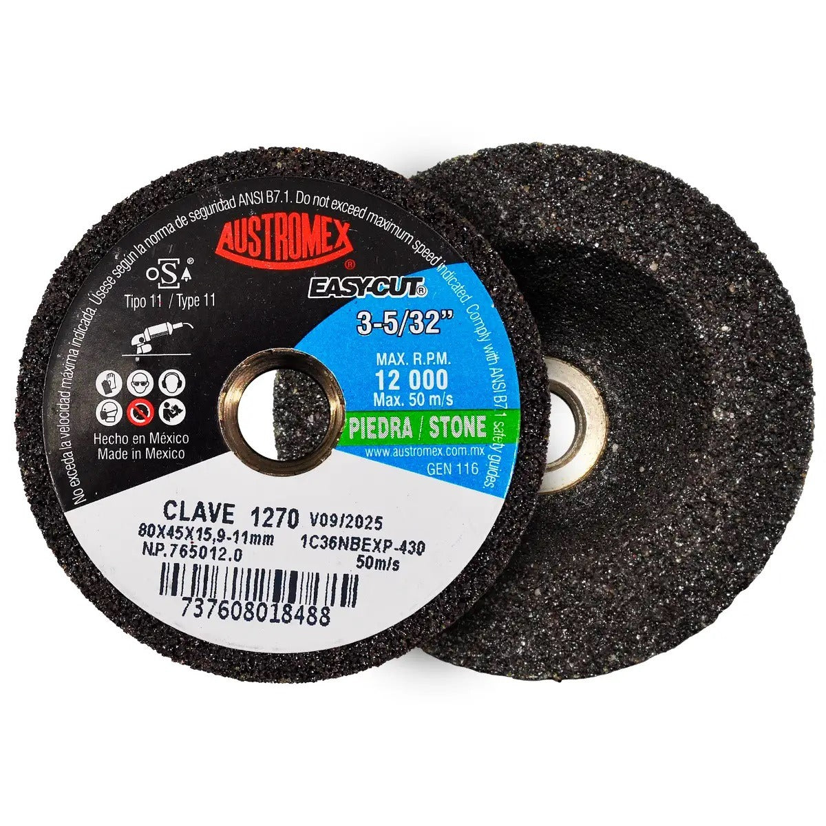 Copa Mini Desbaste Piedra G36 3-5/32" x 1-3/4" x 5/8"-11H 1270 Austromex