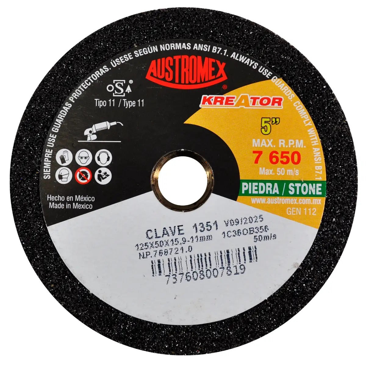 Copa Para Desbaste Piedra G36 5" x 2" x 5/8"-11H 1351 Austromex
