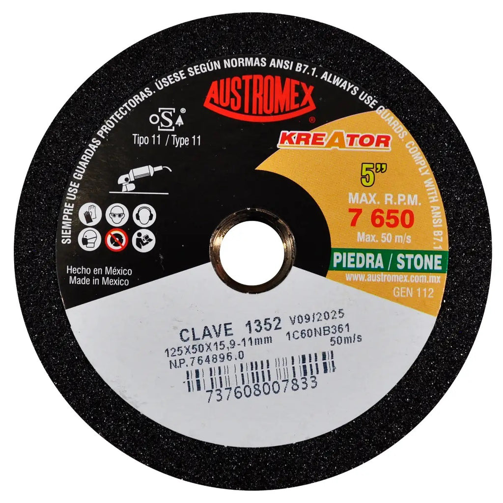Copa Para Desbaste Piedra G60 5" x 2"x 5/8"-11H 1352 Austromex