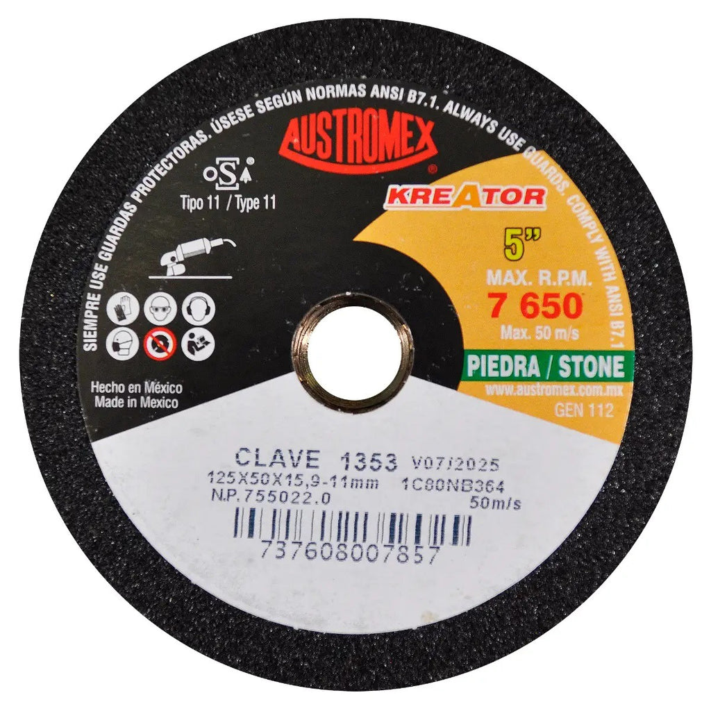 Copa Para Desbaste Piedra G80 5" x 2"x 5/8"-11H 1353 Austromex