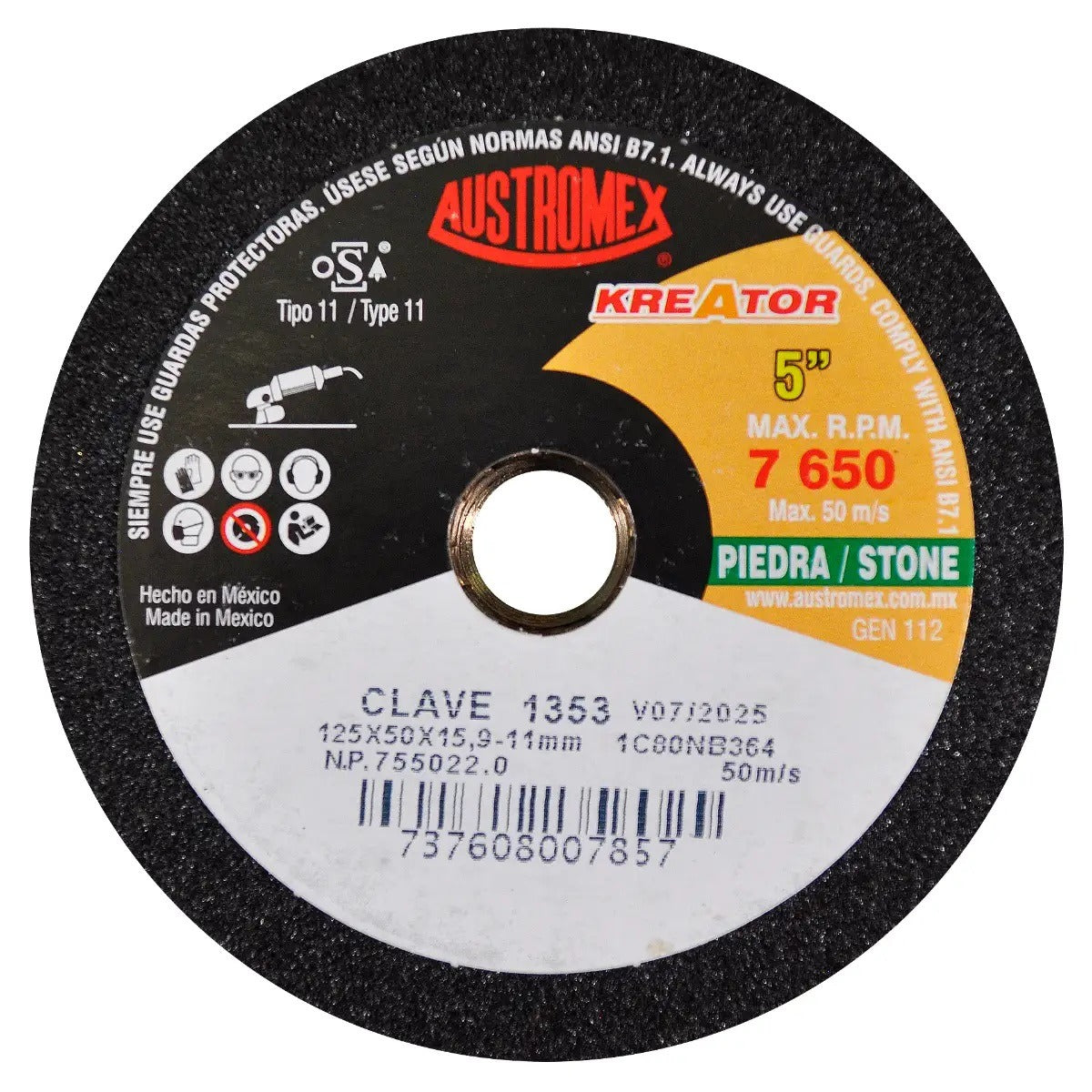 Copa Para Desbaste Piedra G80 5" x 2"x 5/8"-11H 1353 Austromex