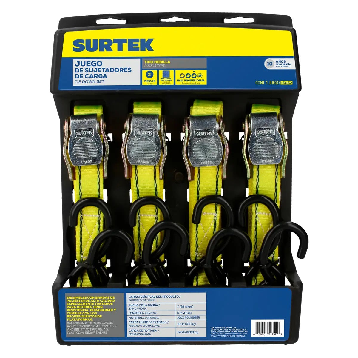 Juego de Sujetadores Tipo Hebilla, 4 Pz 151152 Surtek
