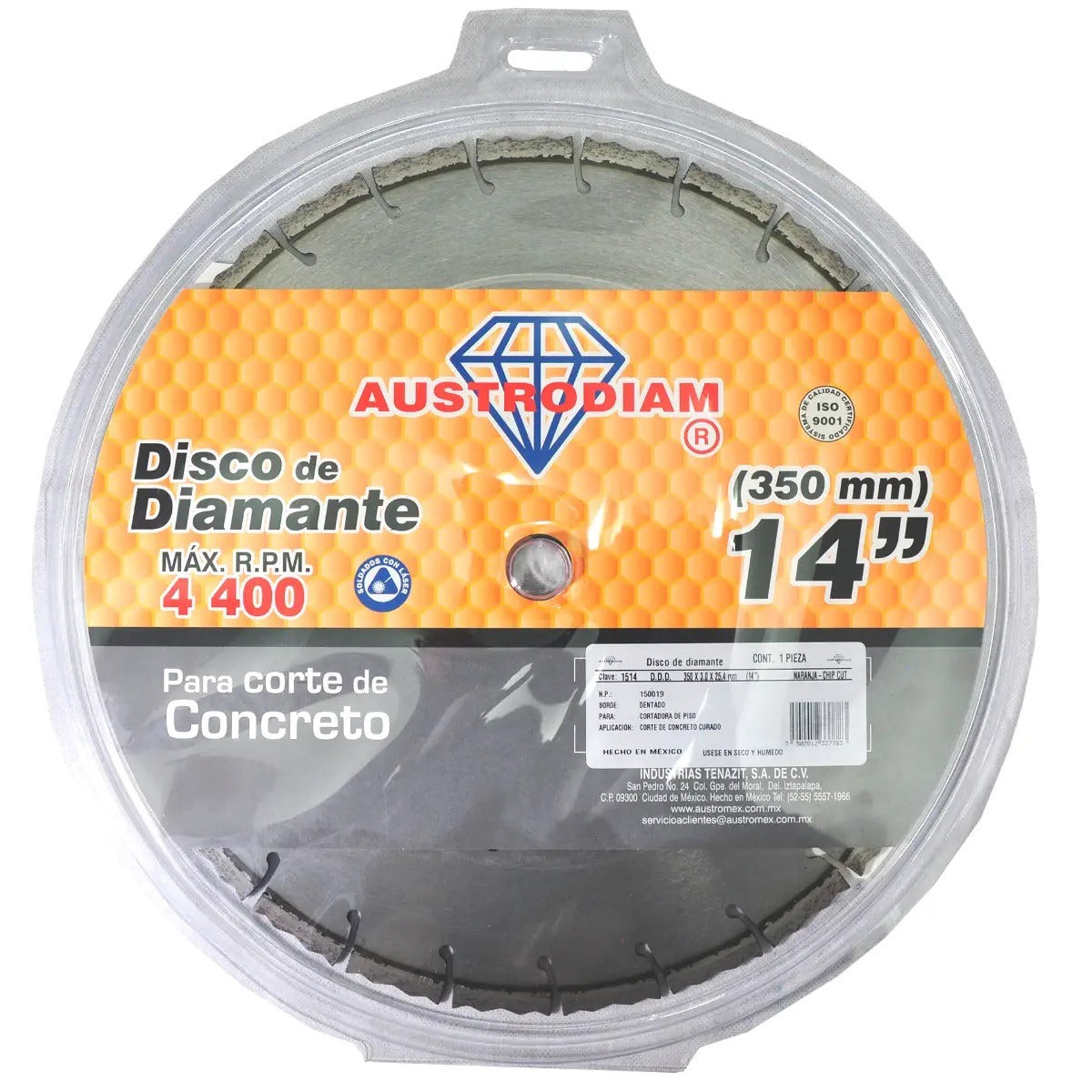 Disco de Diamante Corte Concreto 14" 1514 Austromex