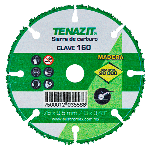 Sierra de Carburo para Taladró  75x9,5 mm/3x3/8" 160 Tenazit