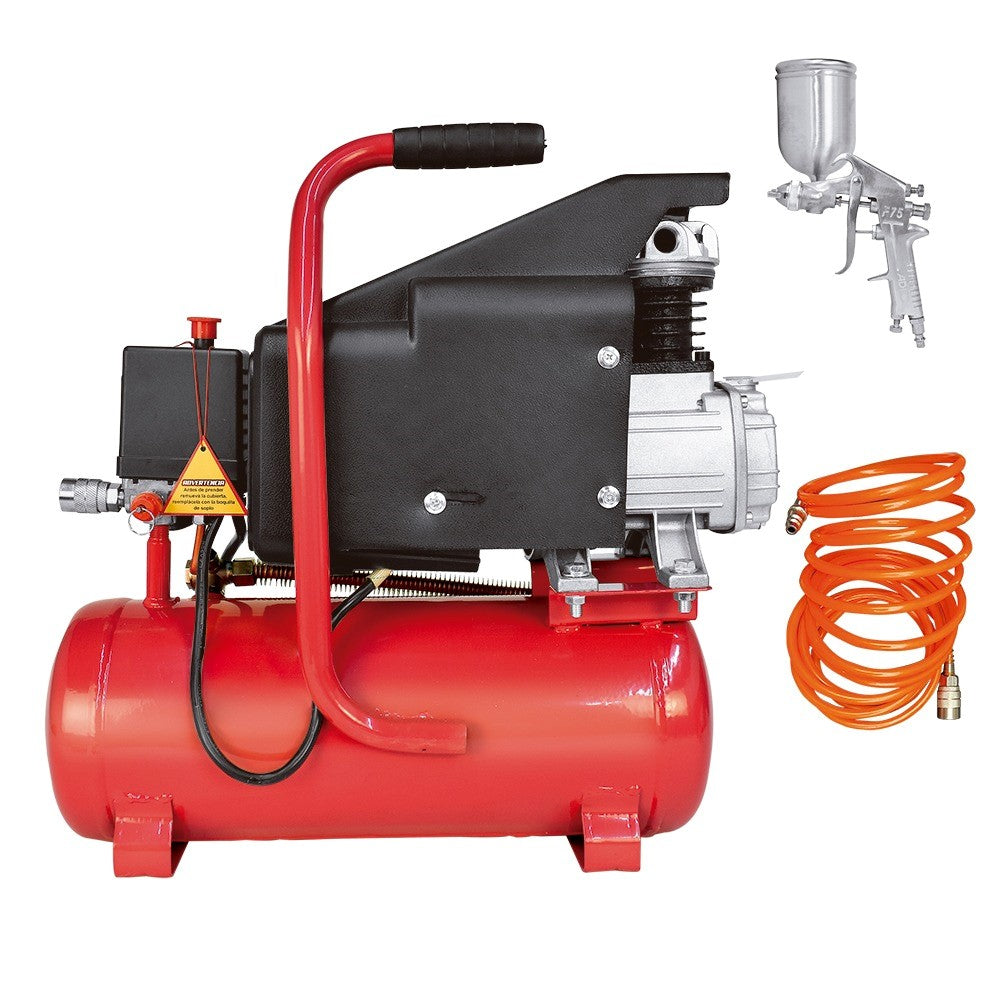 Combo Compresora 2 HP 10Lts Pistola y Manguera 2001 Adir