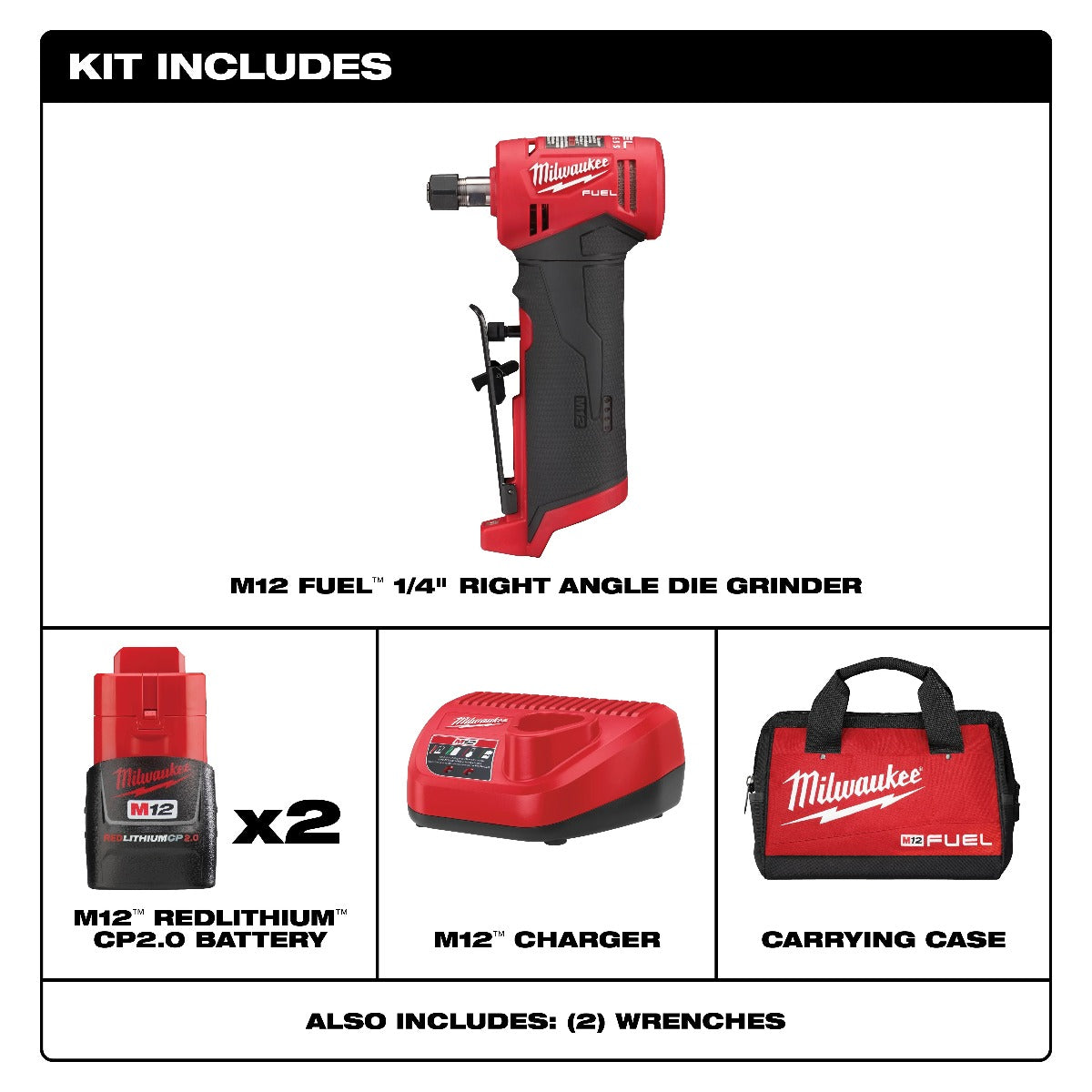 Rectificador de 1/4" M12 FUEL™ 2485-22 Milwaukee