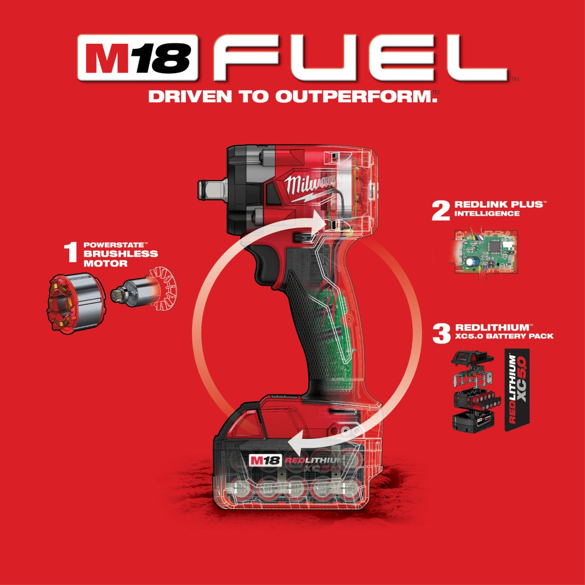 Llave de Impacto M18 FUEL™ 1/2" 2855-22 Milwaukee