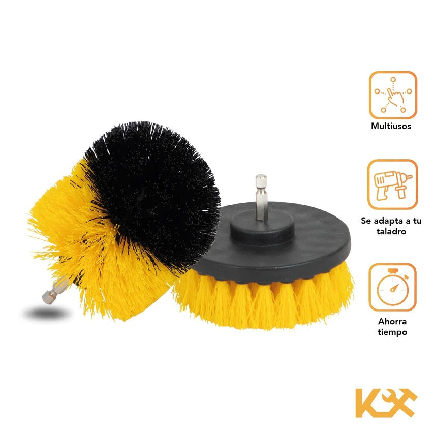 Cepillo para Taladro Juego 3 Piezas para Limpieza Cerdas Multiusos 300158 Kingsman