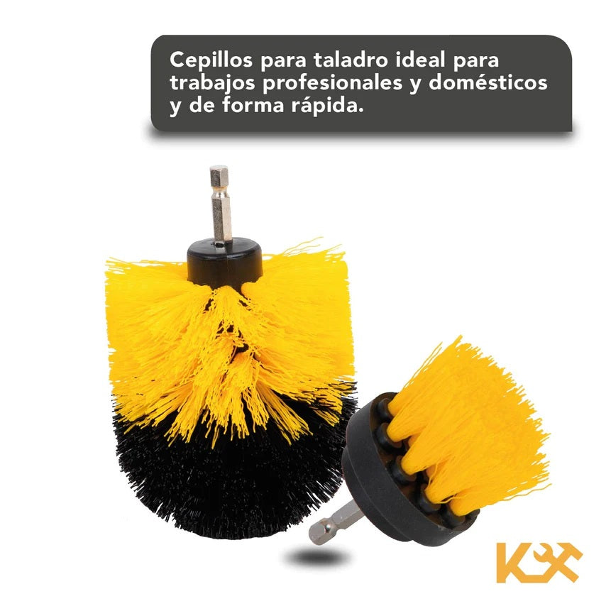 Cepillo para Taladro Juego 3 Piezas para Limpieza Cerdas Multiusos 300158 Kingsman