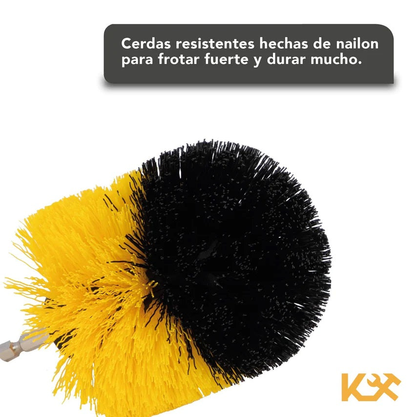 Cepillo para Taladro Juego 3 Piezas para Limpieza Cerdas Multiusos 300158 Kingsman