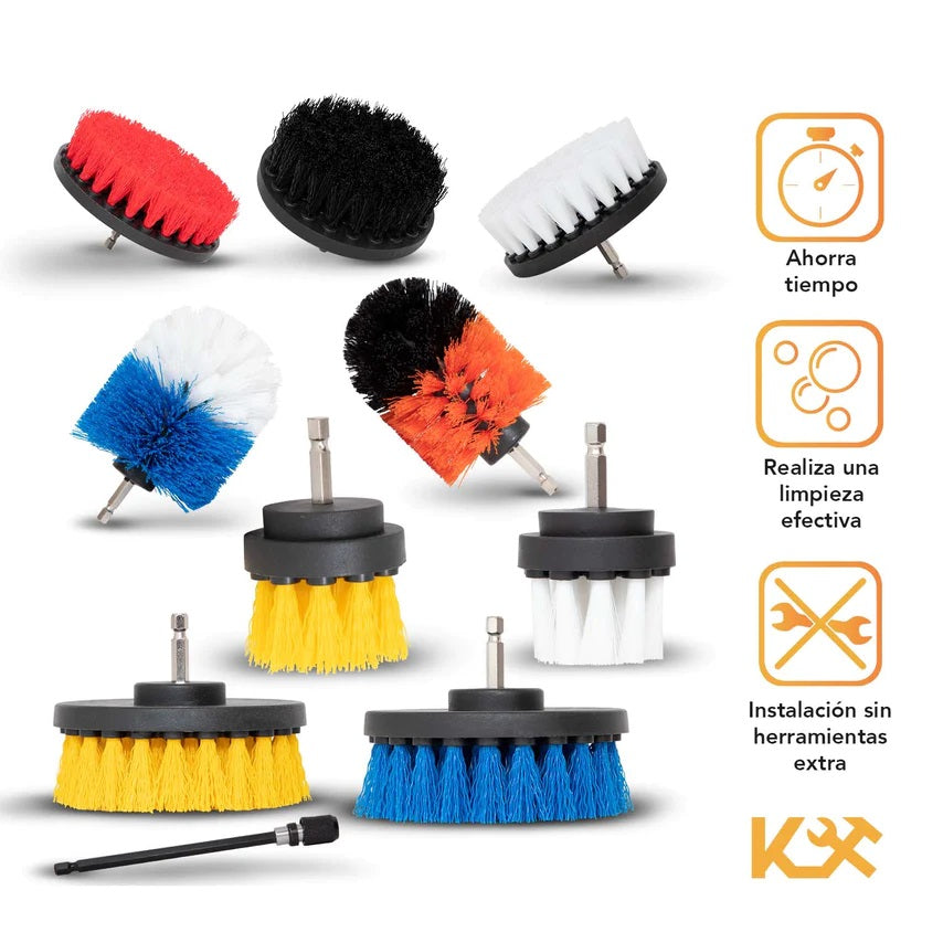 Cepillo para Taladro Juego 10 Piezas para Limpieza Cerdas Multiusos 300159 Kingsman