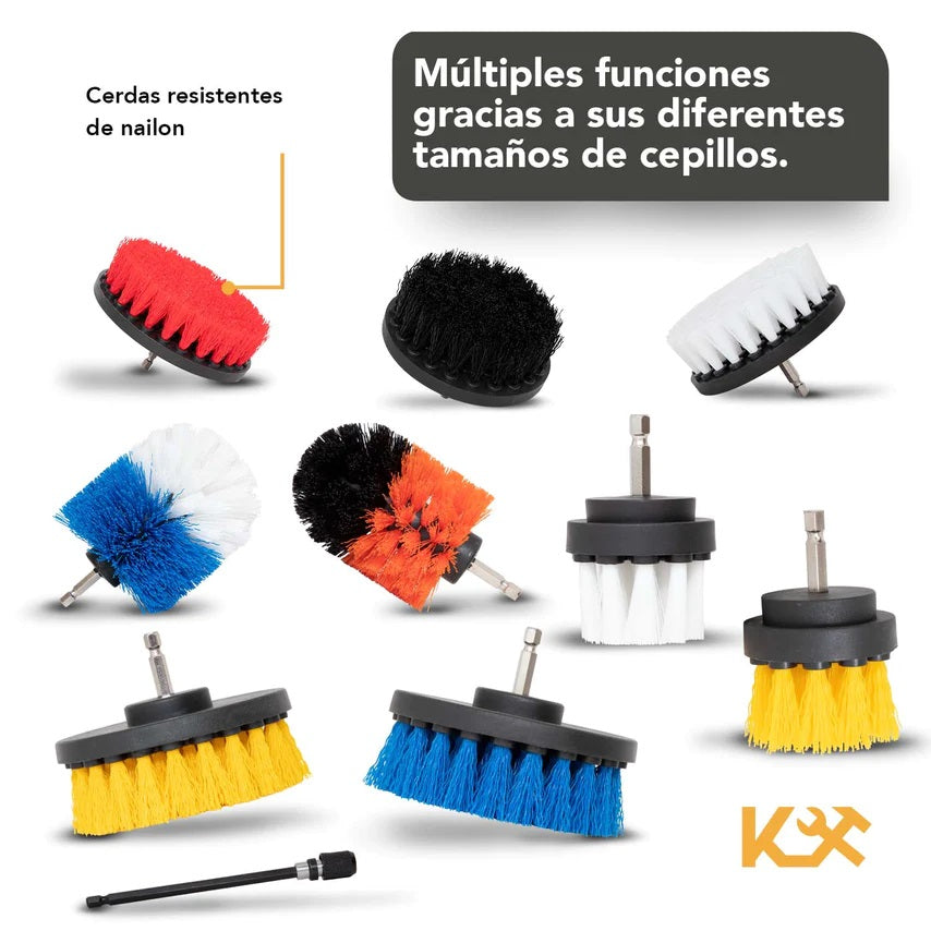 Cepillo para Taladro Juego 10 Piezas para Limpieza Cerdas Multiusos 300159 Kingsman