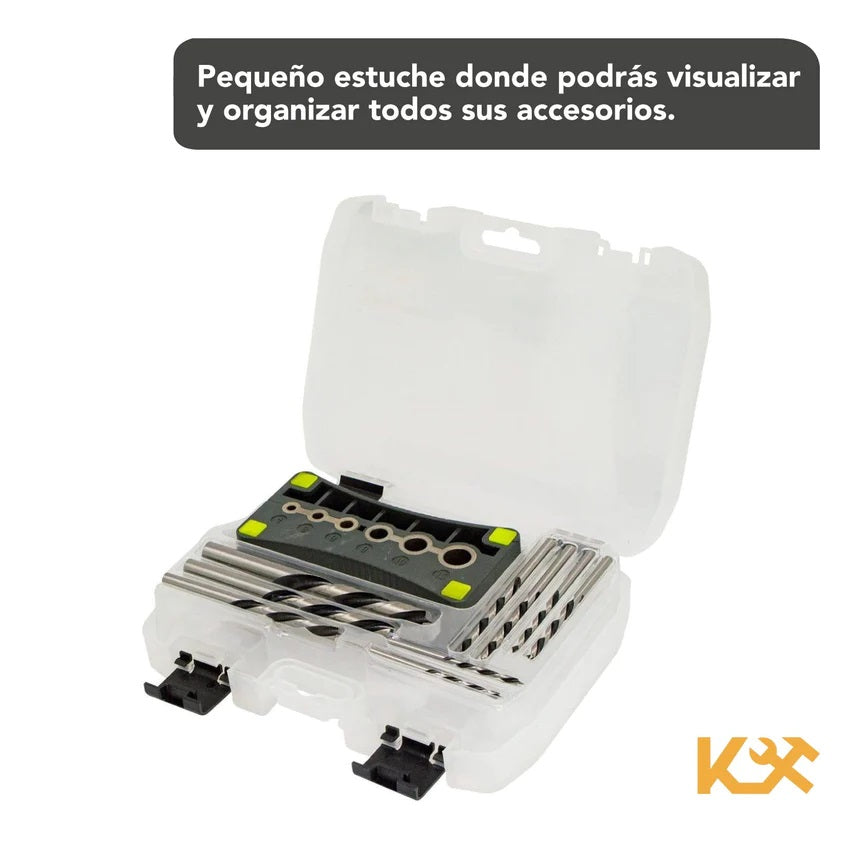 Guia para Taladro Plantilla en V de 4-12 mm C/9 Brocas para Madera 3-10 mm 300225 Kingsman