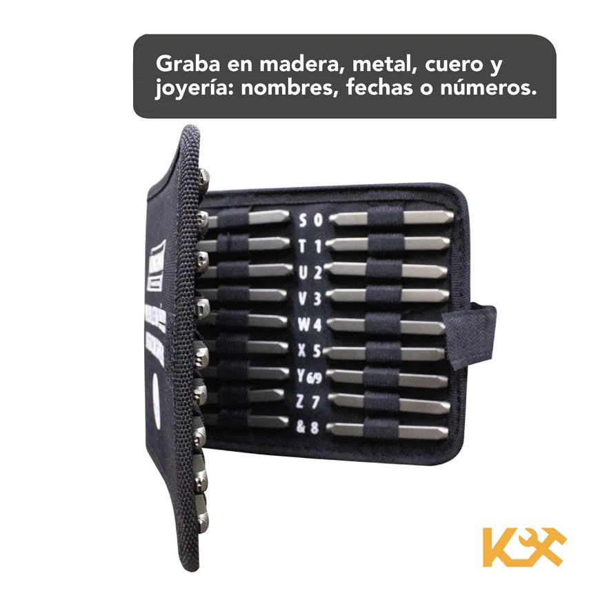 Punzon Letra y Número Juego con 36 Piezas 4 mm 300330 Kingsman