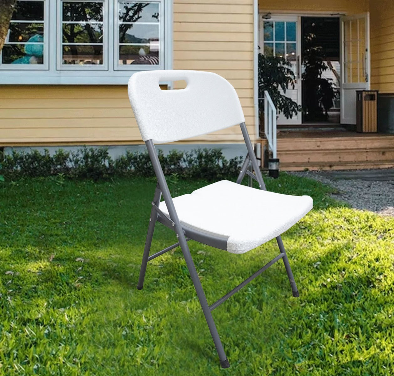 Silla Plegable Reforzada Blanca GardenLife