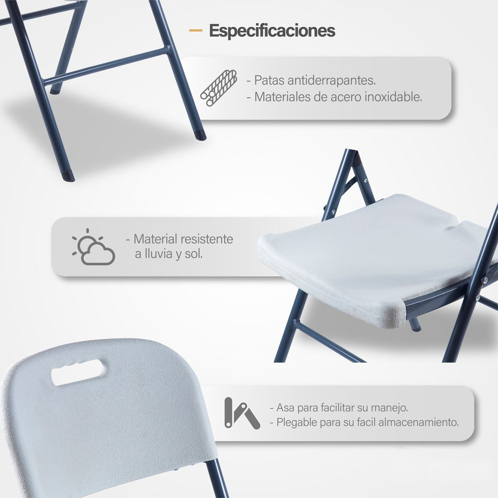 Silla Plegable Reforzada Blanca GardenLife