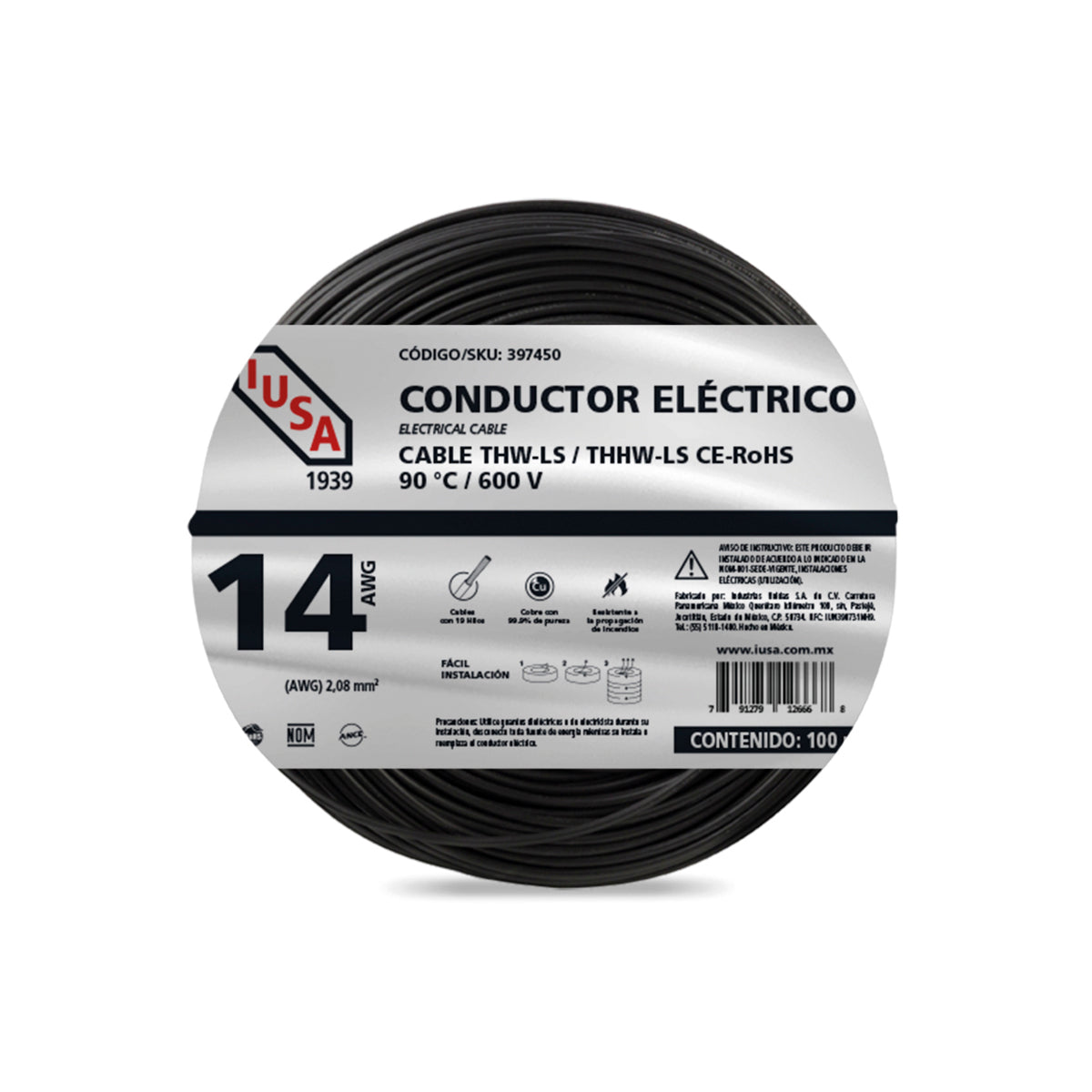 Cable Eléctrico THW #14 100m Iusa