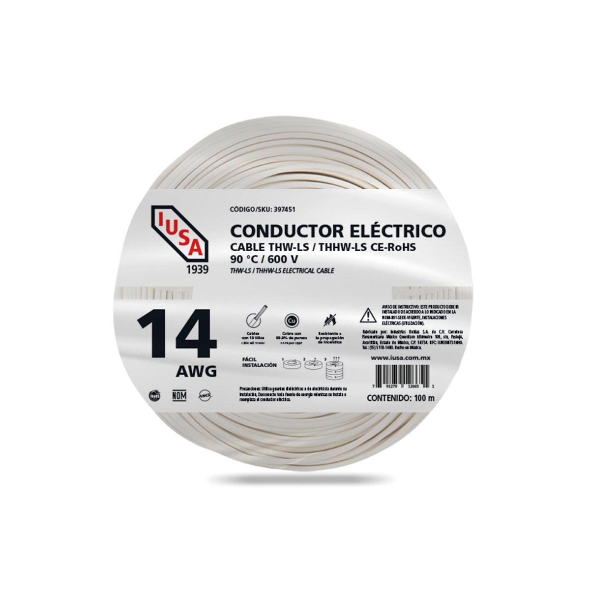 Cable Eléctrico THW #14 100m Iusa