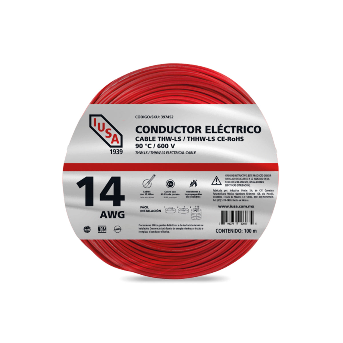 Cable Eléctrico THW #14 100m Iusa
