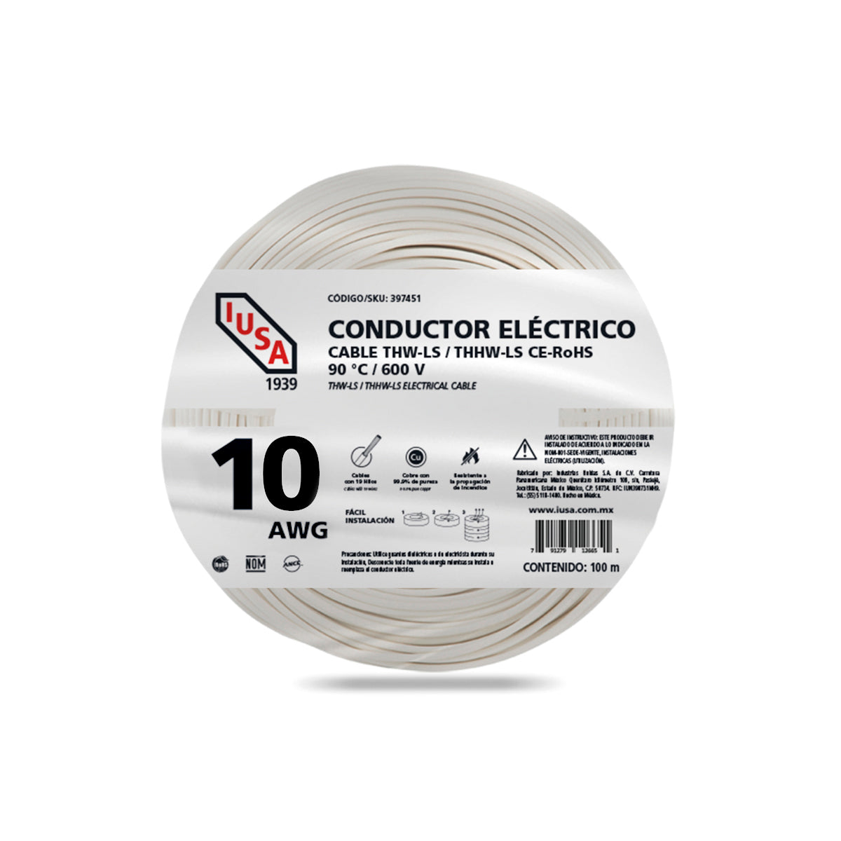 Cable Eléctrico THW #10 100m Iusa