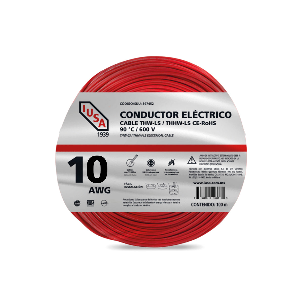 Cable Eléctrico THW #10 100m Iusa