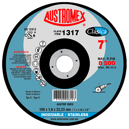 Disco para corte de metal 7 Pulg 1317 Austromex