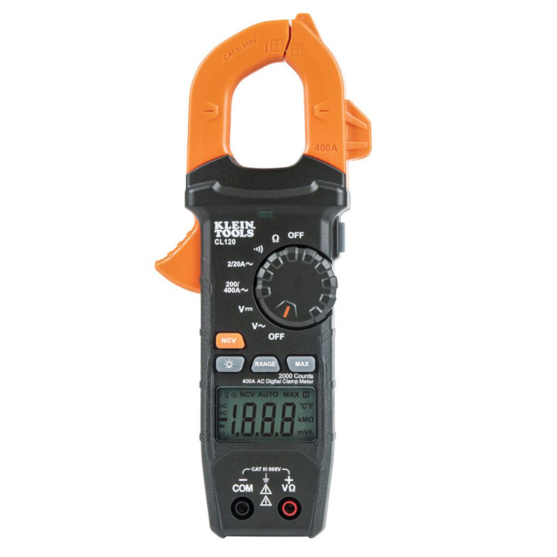 Multímetro digital de gancho de rango automático de 400 A CA CL120 Klein Tools