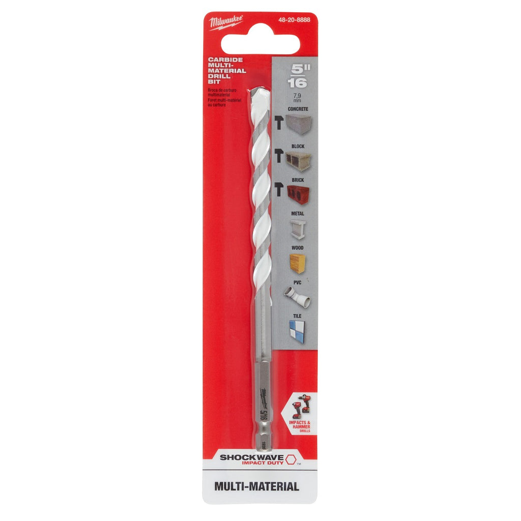 Broca de carburo Multi Material 5/16" X 6” 48-20-8888 Milwaukee