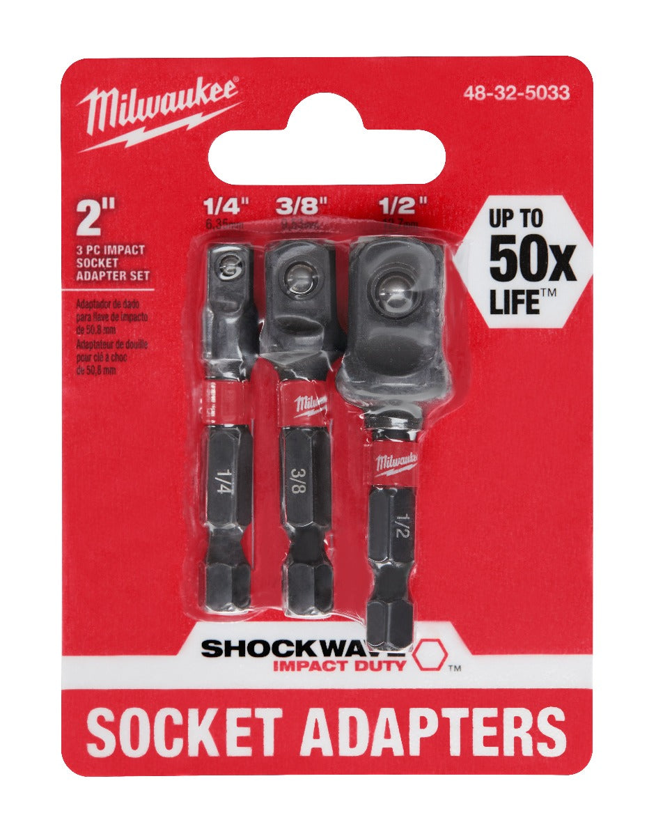 Juego de adaptadores de cubos con vástago hexagonal SHOCKWAVE™ 3 pzs 48-32-5033 Milwaukee