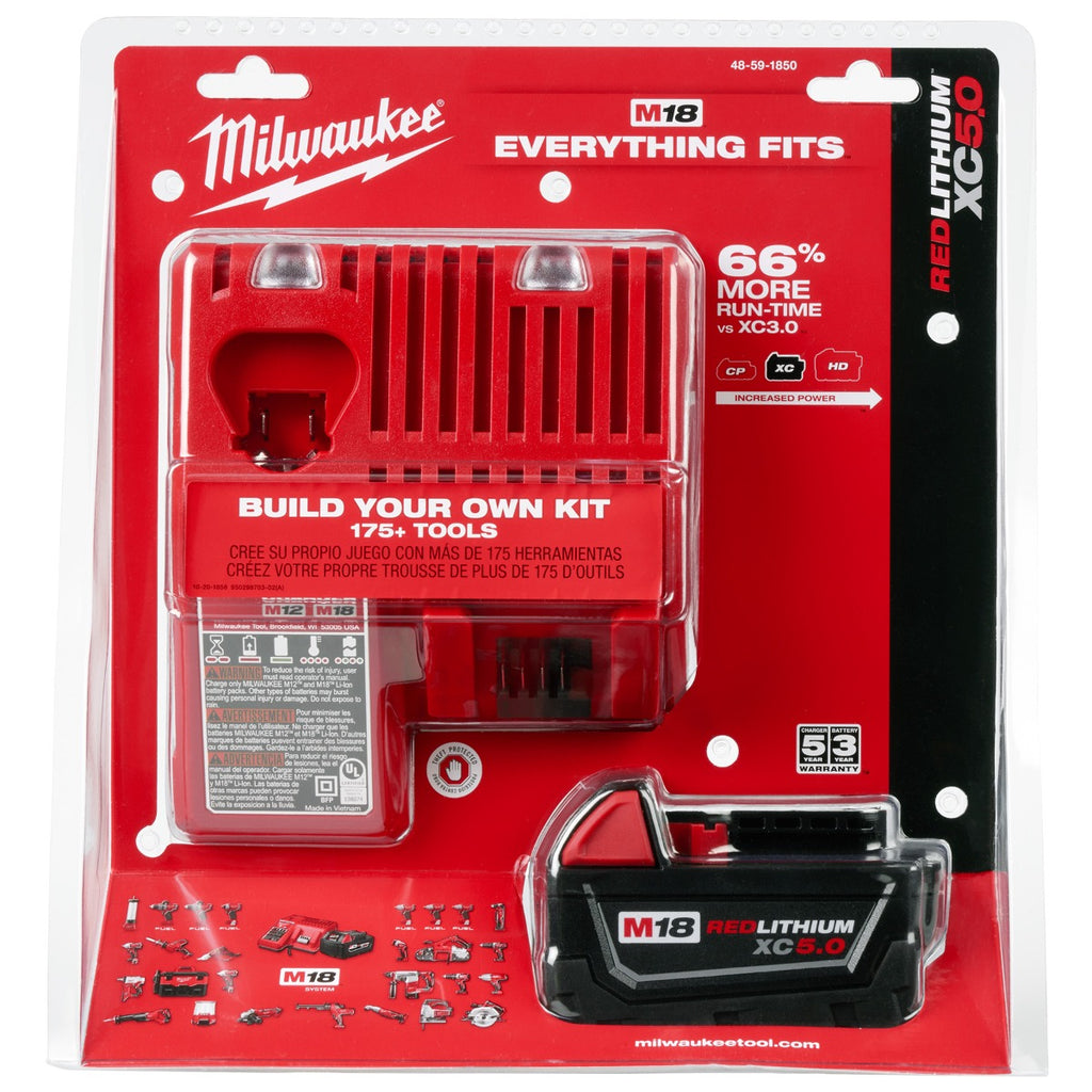 Juego batería y cargador M18™ REDLITHIUM™ XC5.0  48-59-1850 Milwaukee