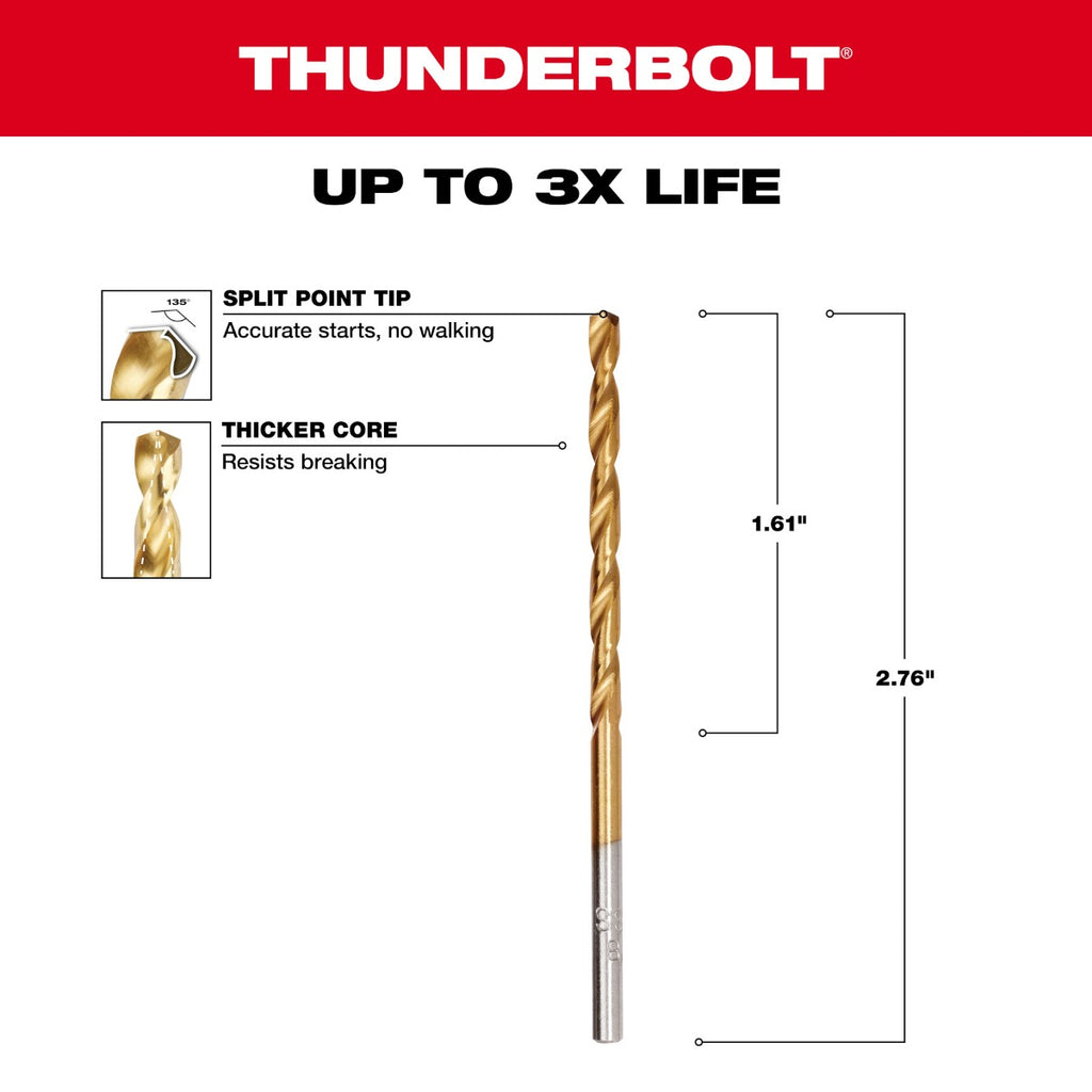 Broca De Titanio THUNDERBOLT® de 1/8" 48-89-2205 Milwaukee