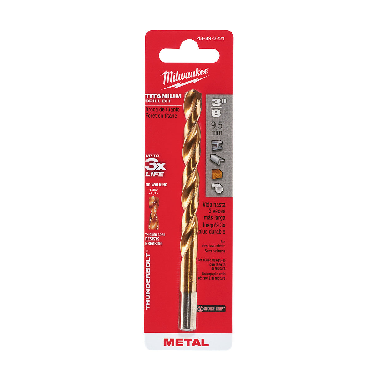 Broca de titanio 3/8 Pulg 48-89-2221 Milwaukee