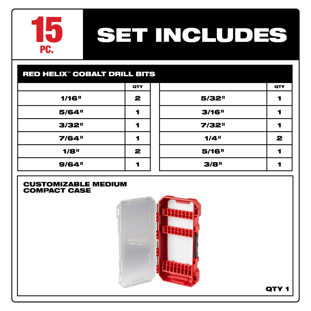 Juego Brocas de Cobalto RED HELIX™ 48-89-2370 Milwaukee