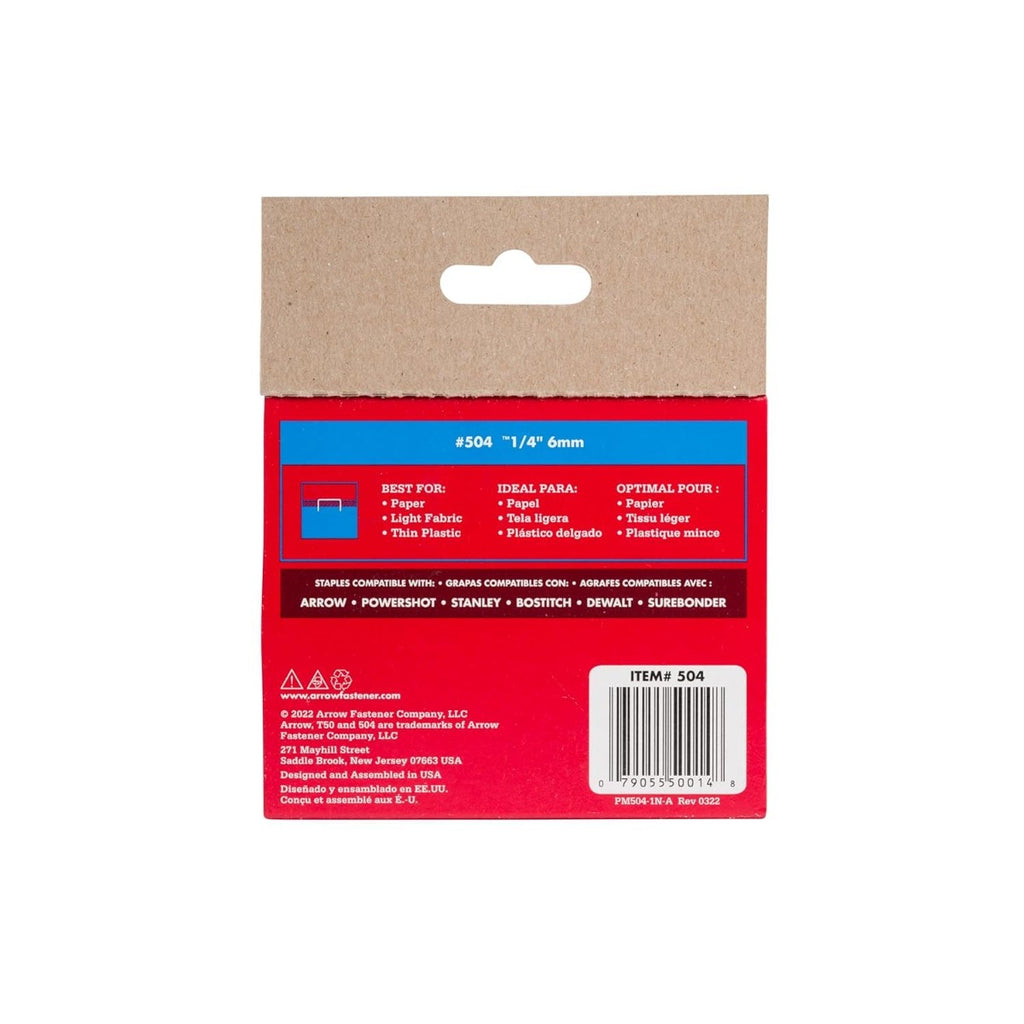 Grapas T50 1/4” #504 1250 Pzs Arrow