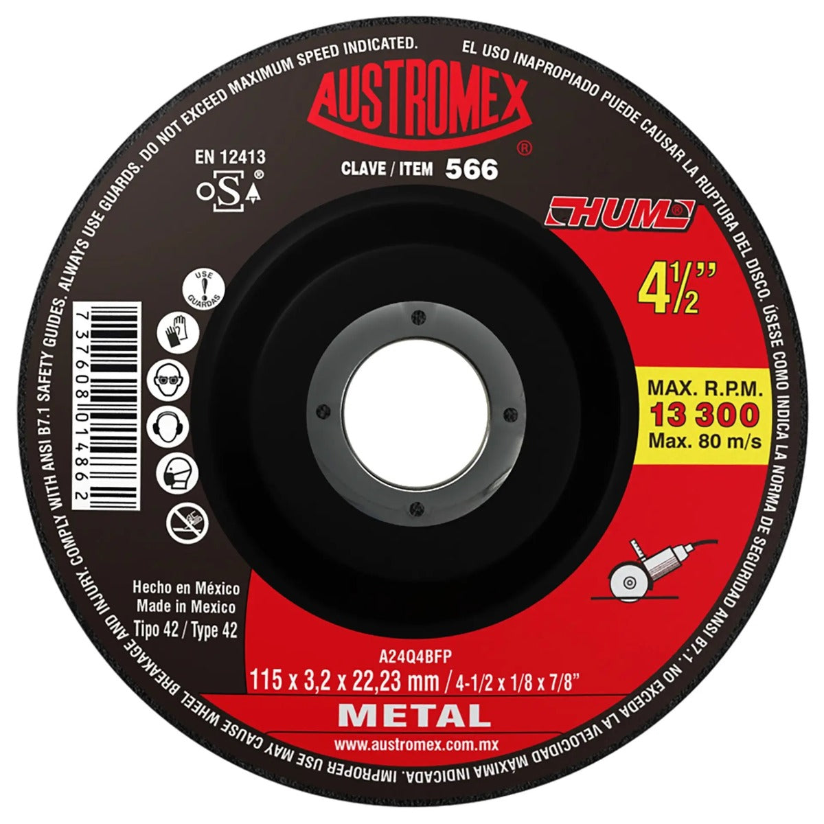 Disco Para Corte De Metal 4-1/2”  566 Austromex