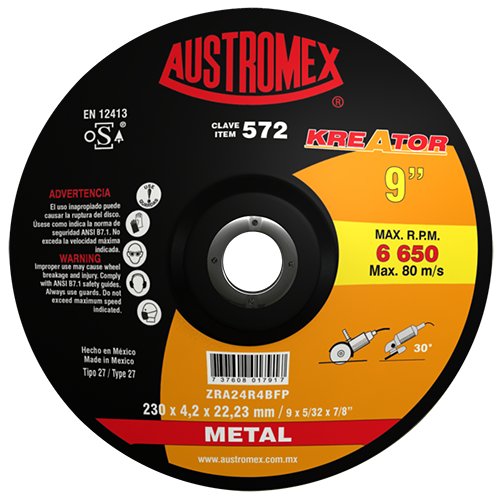 Disco corte de metal 9 Pulg 572 Austromex