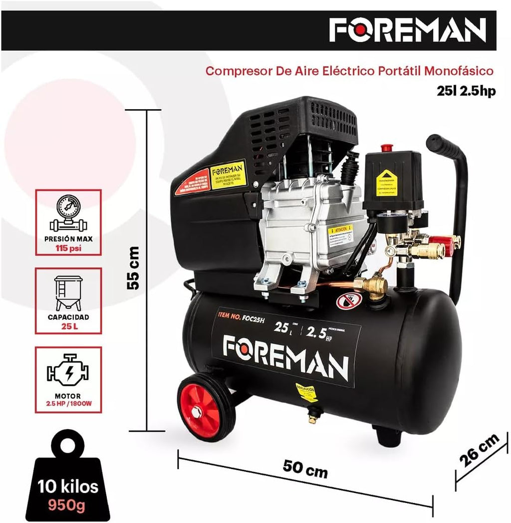 Compresora 2.5 HP 25 Lt FOC25H Foreman
