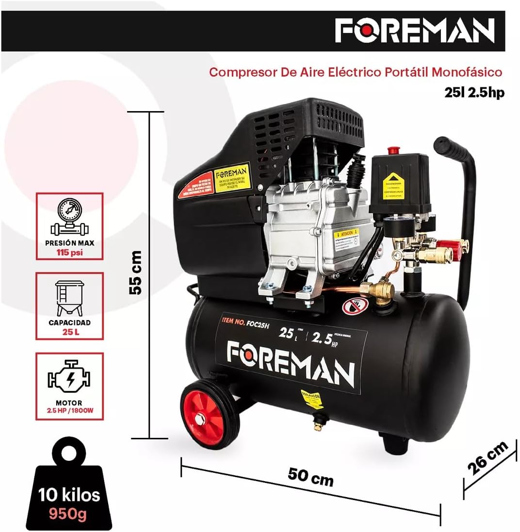 Compresora 2.5 HP 25 Lt FOC25H Foreman