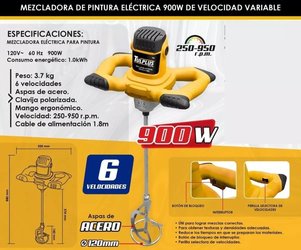 Mezclador Eléctrico 900W 3001 Tulplus