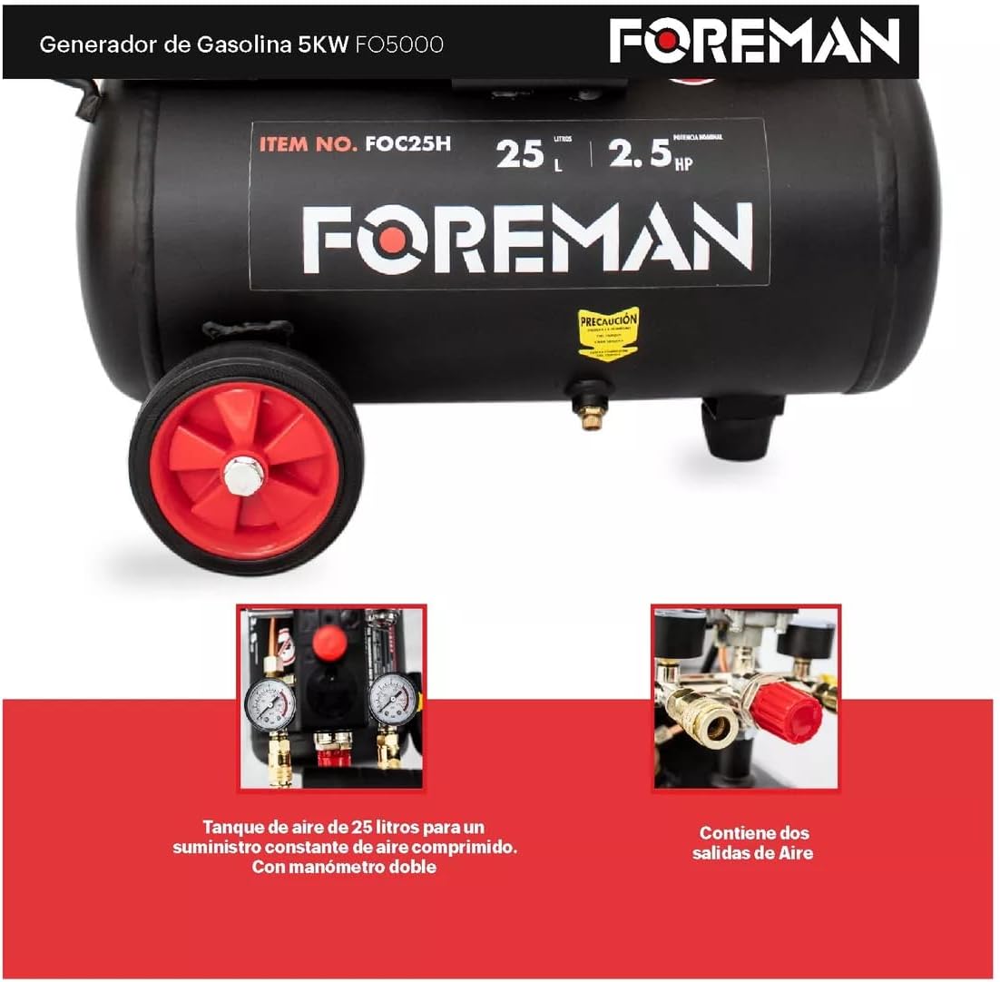 Compresora 2.5 HP 25 Lt FOC25H Foreman