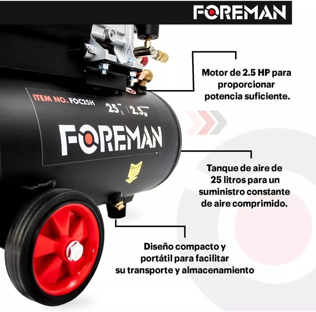 Compresora 2.5 HP 25 Lt FOC25H Foreman