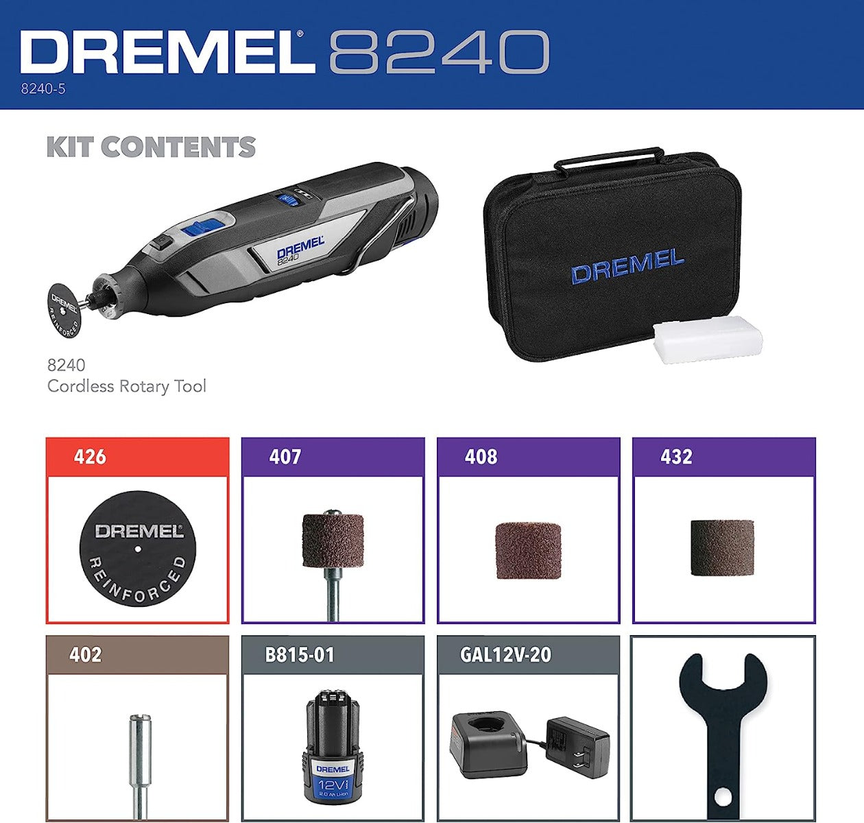 Mototool 5 Accesorios 12V 8240A8250AA Dremel