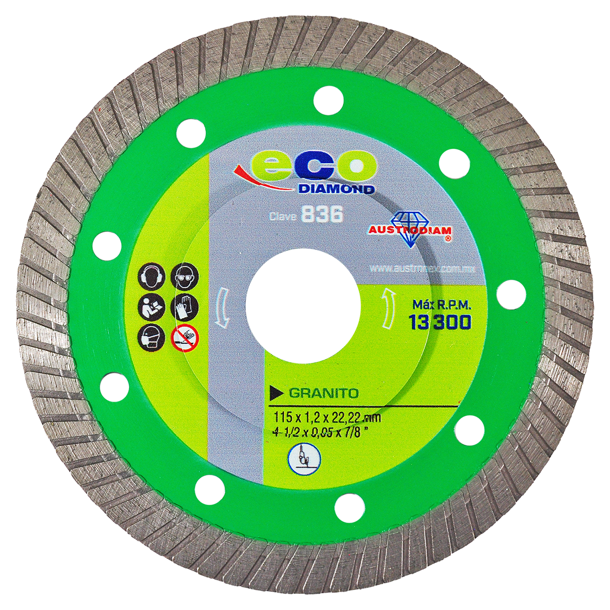 Disco Turbo Delgado de Diamante Granito 4 1/2” 836 Austromex
