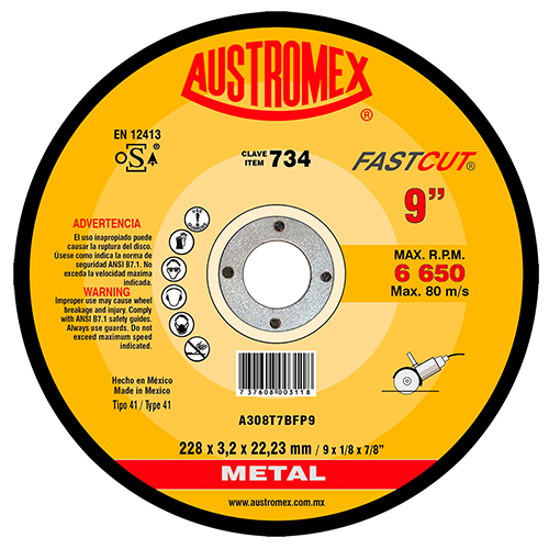 Disco para corte de acero 8 Pulg 734 Austromex