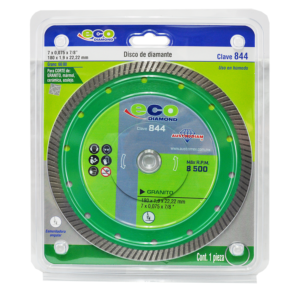 Disco Turbo Delgado de Diamante Granito 7” 844 Austromex