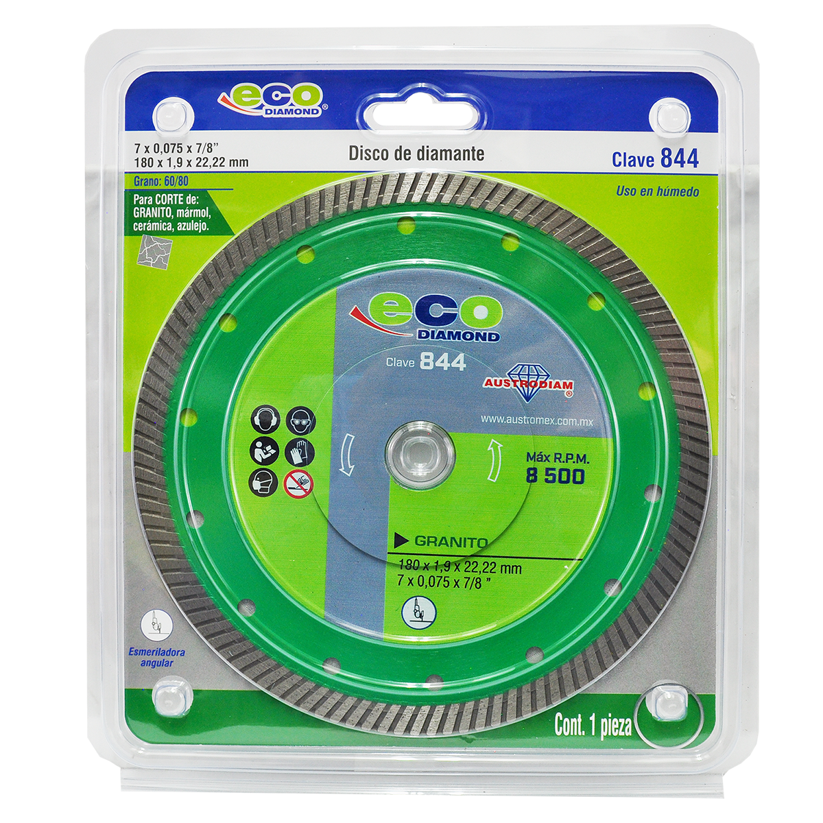 Disco Turbo Delgado de Diamante Granito 7” 844 Austromex